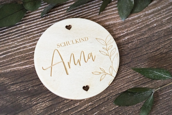 Anhänger Schulkind floral - personalisiert -